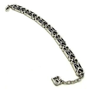 Ornate Heart Silver Plated Link Statement 7.5" to 8.5"